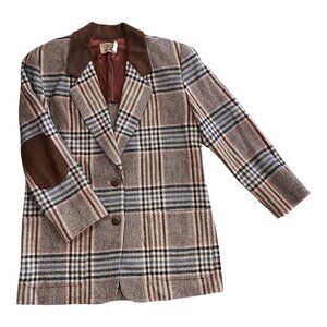 Vintage Pendleton Knockabouts Plaid Wool Women's Blazer Brown Jacket Size 10